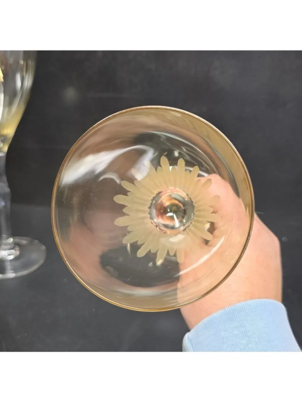 Vtg Pottery Barn French Cut Crystal Yellow Glasses Wine Cocktail 10oz. France